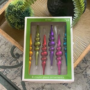 BE MERRY 6 PIECE GLASS ORNAMENT SET